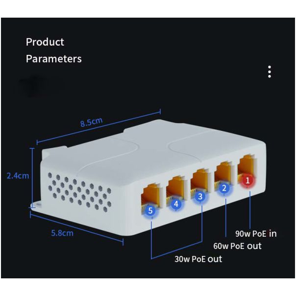 GEMBIRD Ekstender sa 5 portova POE-EXT-14G - 44859-1