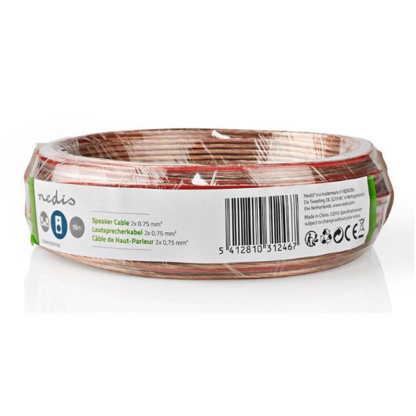 NEDIS Kabl za zvučnike CAGW0750TR150, 2x0.75mm, PVC, providni, 15m - 44914
