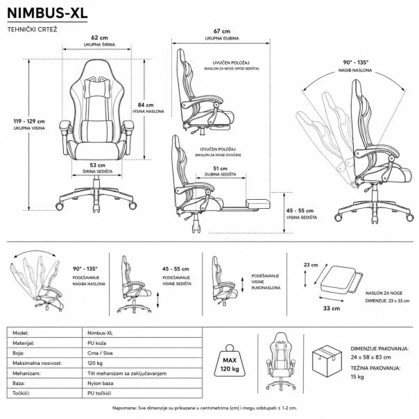 MODUL Gejmerska stolica Nimbus-XL plavo-crna gc-016 - EP3130616