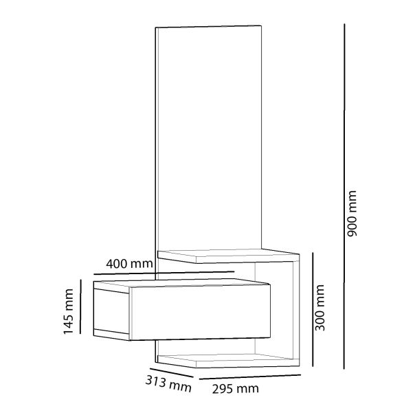 HANAH HOME Polica sa ogledalom Stella, krem/antracit - 550ARN1303