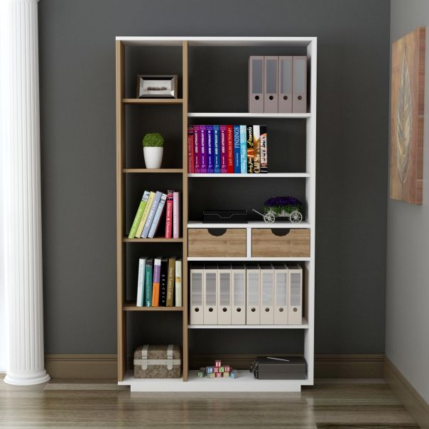 HANAH HOME Polica za knjige Luma, bela/braon - 550ARN1602
