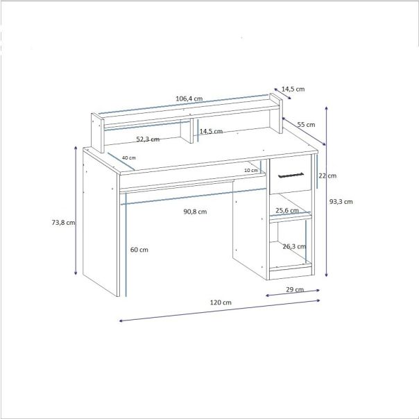 HANAH HOME Radni sto Eslem, bela - EP2802431