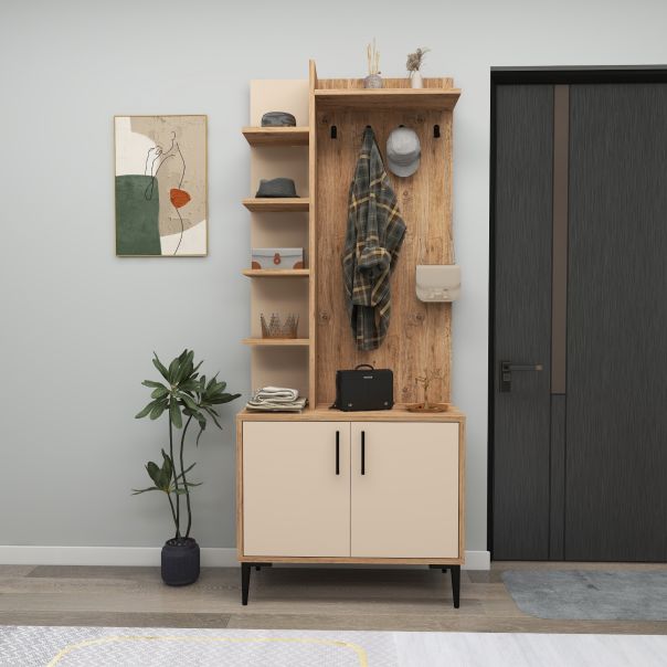 HANAH HOME Cipelarnik sa čivilukom i policama Julendor, bež/braon - 550ARN2308