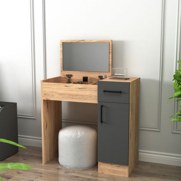 HANAH HOME Sto za šminkanje Inci, svetlobraon/antracit - 550ARN2795