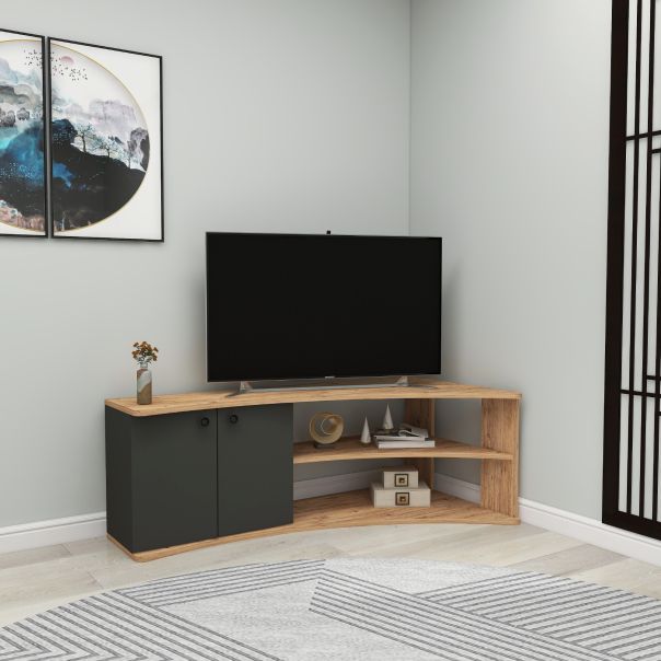 HANAH HOME Ugaona TV komoda Termera, braon/antracit - 550ARN2976