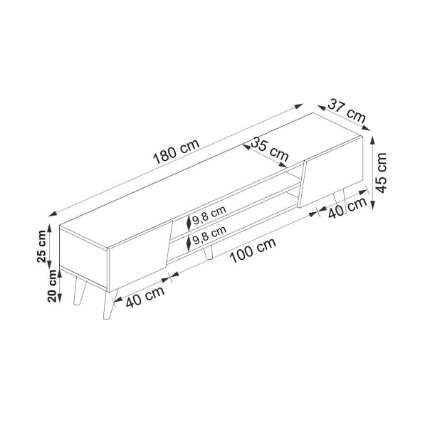 HANAH HOME TV komoda Clark, krem/braon - 550ARN3449
