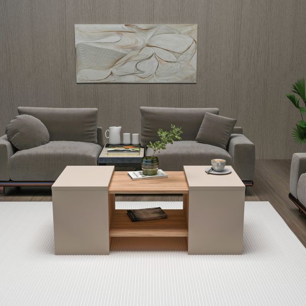 HANAH HOME Set klub stolova Sartos, bež/braon - 550ARN3462