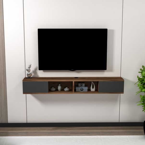 HANAH HOME TV polica Mayer, antracit/tamnobraon - 550ARN3469