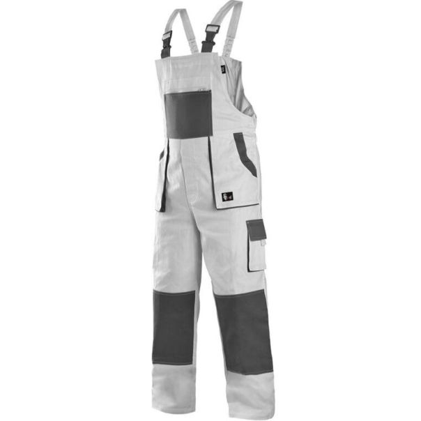 CANIS Radne pantalone na tregere Luxy Robin, bela/siva - 55237
