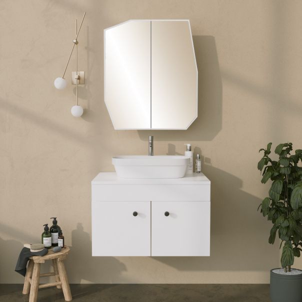 HANAH HOME Kupatilski zidni ormarić sa ogledalom Quartz Cabinet, bela - 552NOS1224