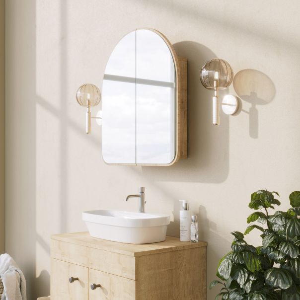 HANAH HOME Kupatilski zidni ormarić sa ogledalom Hope Cabinet, bež - 552NOS1230