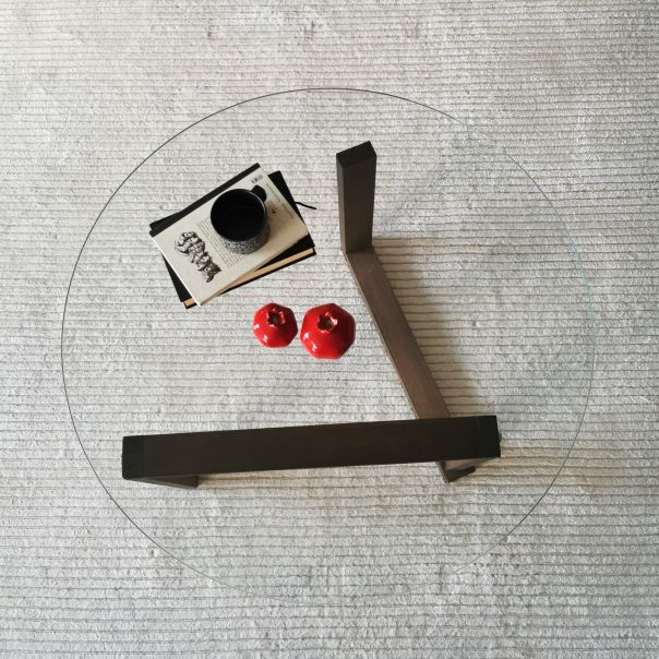 HANAH HOME Klub sto Yuvarlak Cam Orta Sehpa S300, braon - 552NOS1404