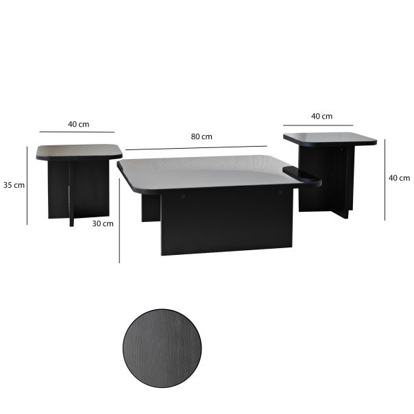 HANAH HOME Set klub stolova Jazz, crna - 552NOS1479