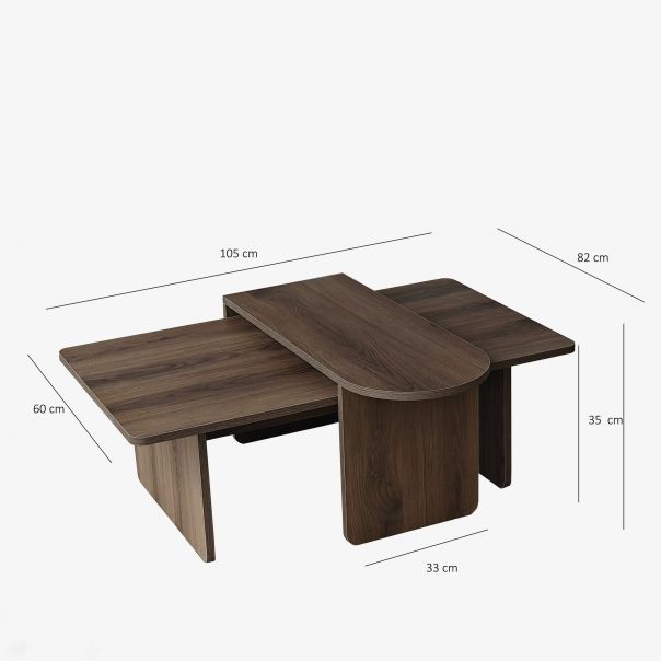 HANAH HOME Set klub stolova Paris 2/1, braon - EP3057821