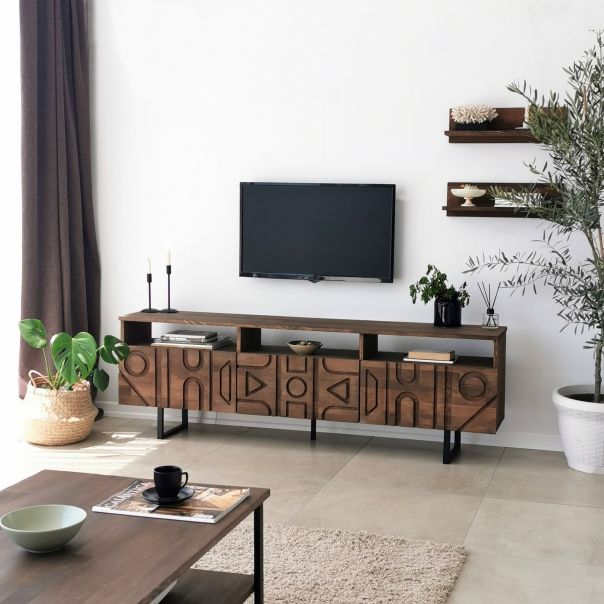 HANAH HOME TV komoda i police Aristo, tamnobraon - 552NOS1522