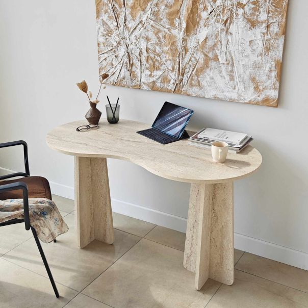 HANAH HOME Radni sto Infini, mermerna krem - EP3057824
