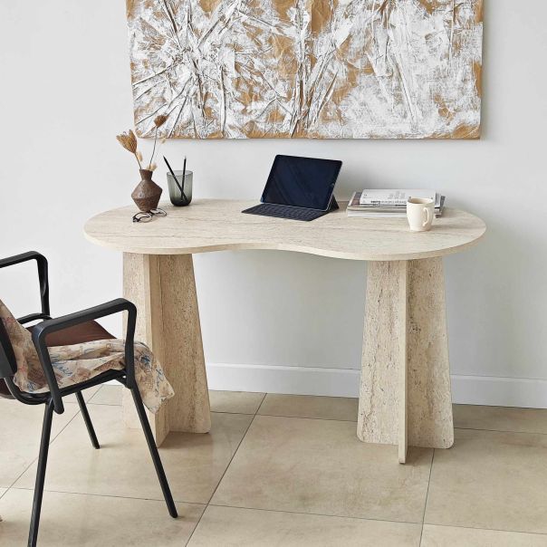 HANAH HOME Radni sto Infini, mermerna krem - EP3057824