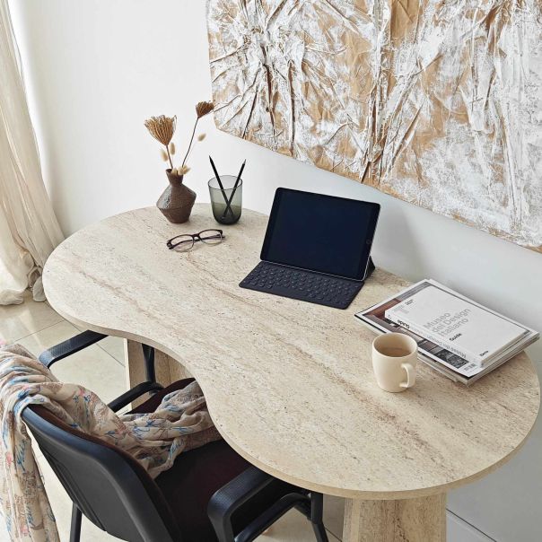 HANAH HOME Radni sto Infini, mermerna krem - EP3057824
