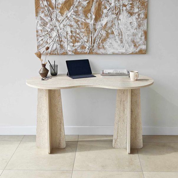 HANAH HOME Radni sto Infini, mermerna krem - EP3057824