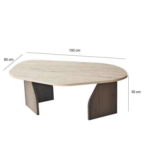 HANAH HOME Klub sto Rock, mermerna krem/braon - EP3057836