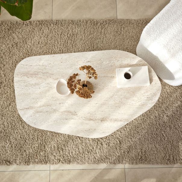 HANAH HOME Klub sto Rock, mermerna krem/braon - EP3057836