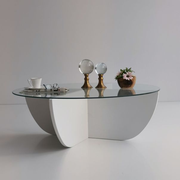 HANAH HOME Klub sto Lily, bela - 191206