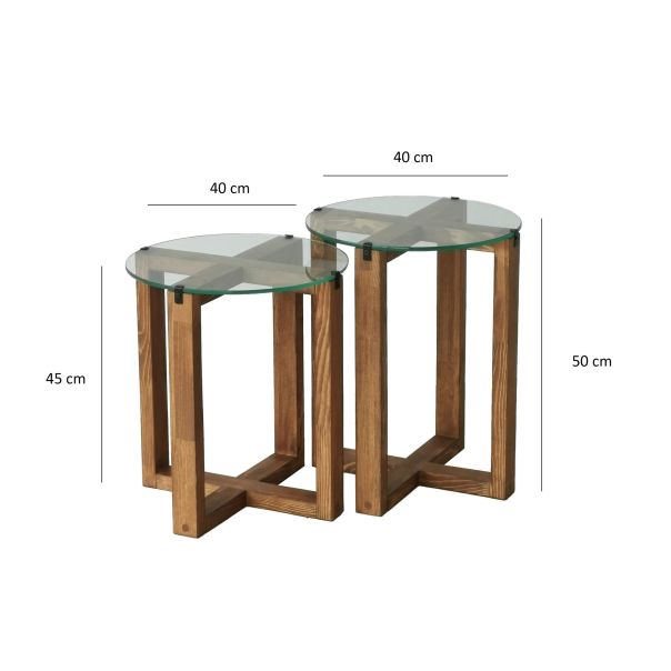 HANAH HOME Set pomoćnih stočića Amalfi, braon - 552NOS2248