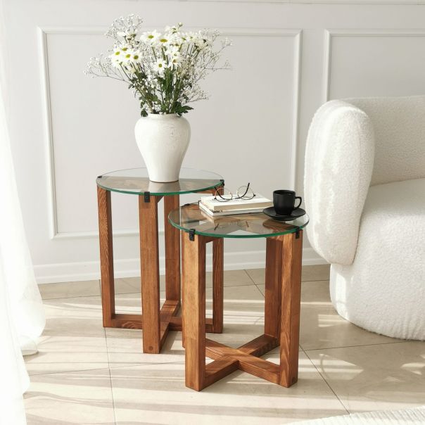HANAH HOME Set pomoćnih stočića Amalfi, braon - 552NOS2248
