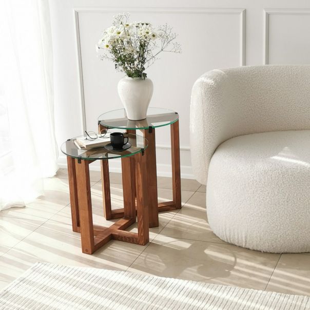 HANAH HOME Set pomoćnih stočića Amalfi, braon - 552NOS2248