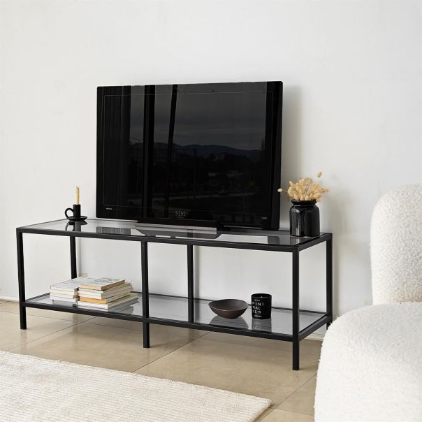 HANAH HOME TV polica Basic, tamnosiva/crna - 552NOS2358