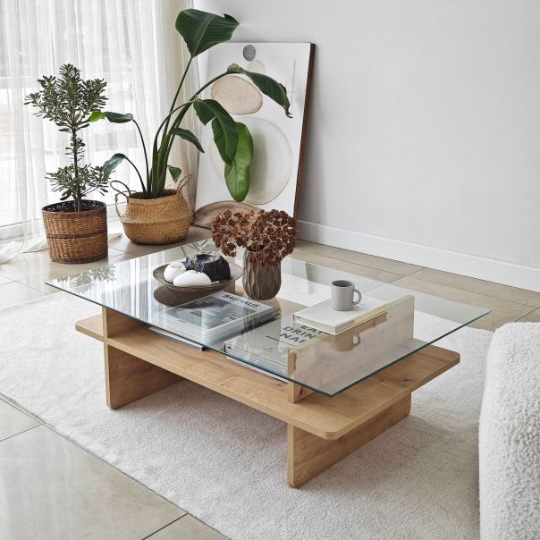 HANAH HOME Klub sto Saga Rectangle, svetlo braon - EP3057851