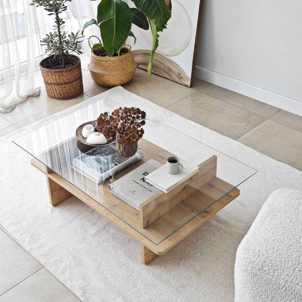 HANAH HOME Klub sto Saga Rectangle, svetlo braon - EP3057851