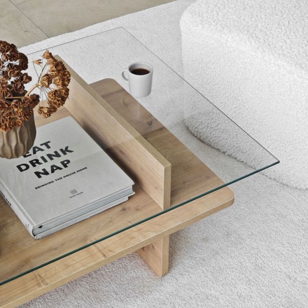 HANAH HOME Klub sto Saga Rectangle, svetlo braon - EP3057851