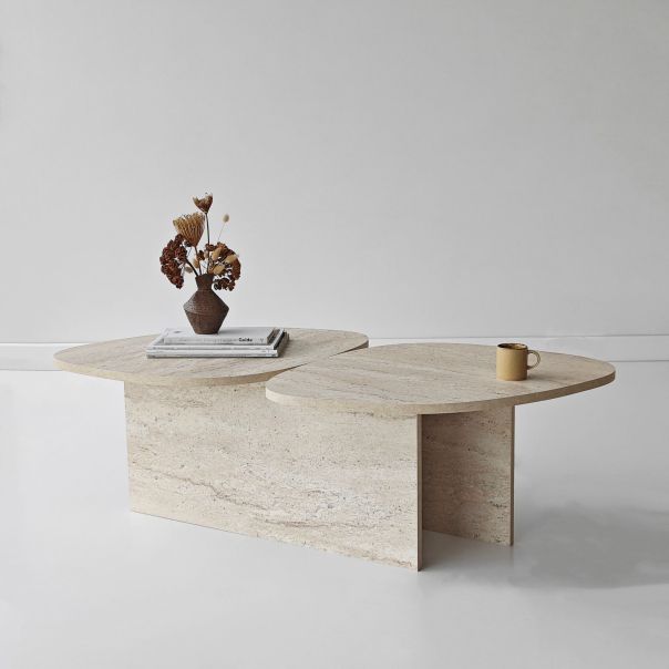 HANAH HOME Klub sto Stones, mermerna krem - EP3057857