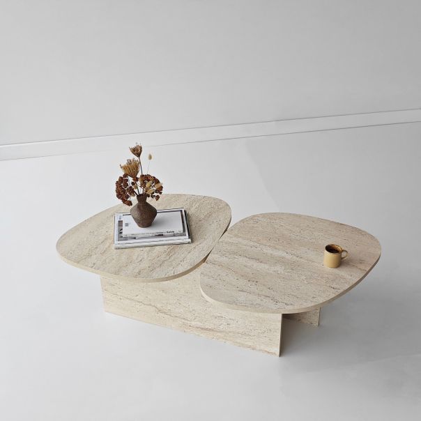 HANAH HOME Klub sto Stones, mermerna krem - EP3057857