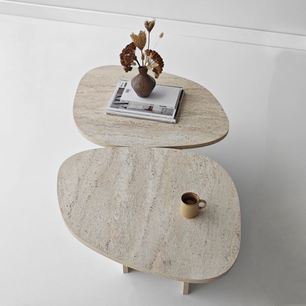 HANAH HOME Klub sto Stones, mermerna krem - EP3057857