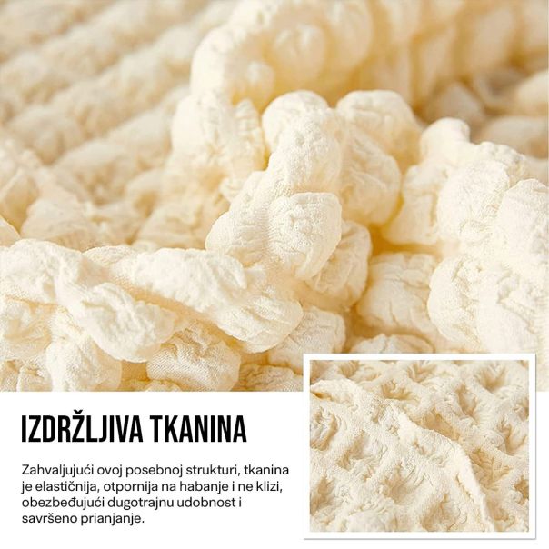 Retro Pokrivač za dvosede i kauče od 145cm do 185cm, bele boje - 1203-WHI
