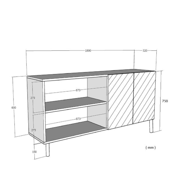 HANAH HOME Komoda Tuna 180, bela/zlatna - EP3057866