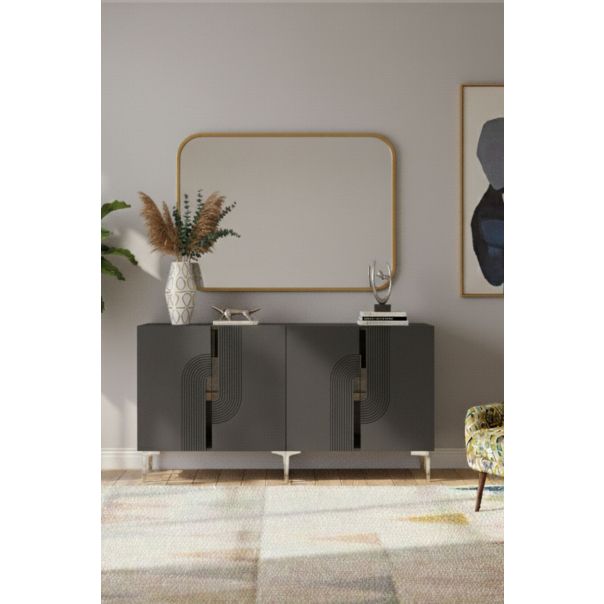 HANAH HOME Komoda Meyra 150, antracit/srebrna - EP3057869