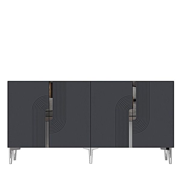 HANAH HOME Komoda Meyra 150, antracit/srebrna - EP3057869