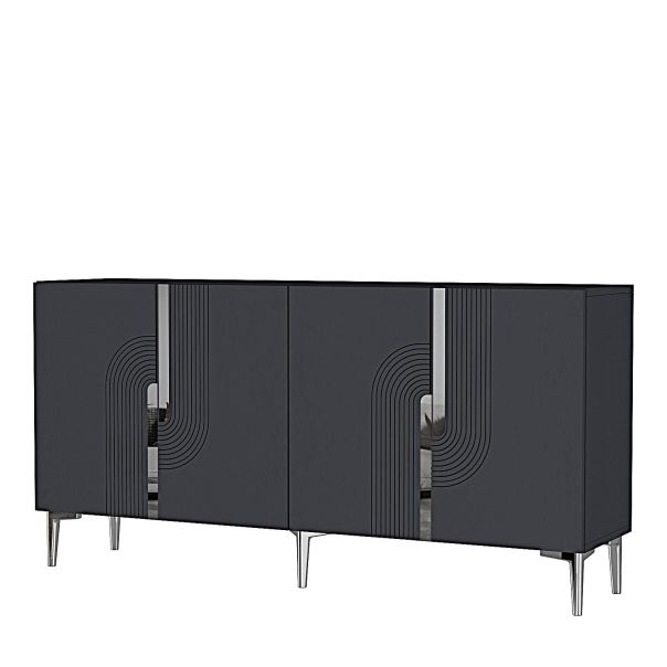 HANAH HOME Komoda Meyra 150, antracit/srebrna - EP3057869