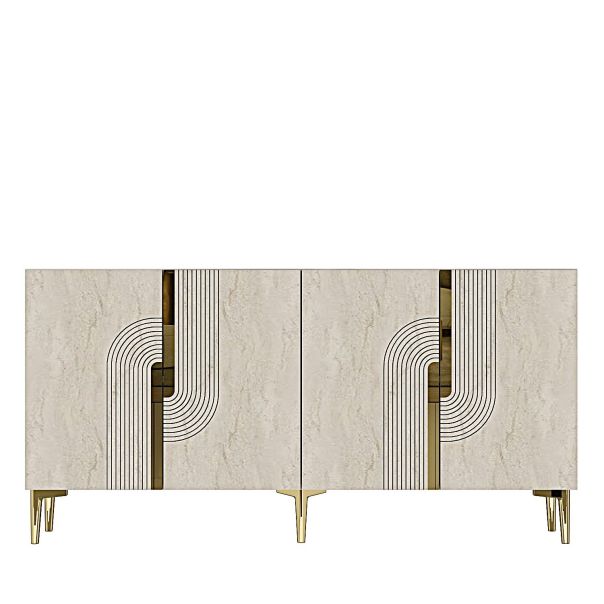 HANAH HOME Komoda Meyra 150, mermerna krem/zlatna - EP3057875
