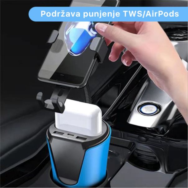 Autostalak Wireless BX9, 10W Fast Charging, 2USB, Type C (PD), plavi - 201839