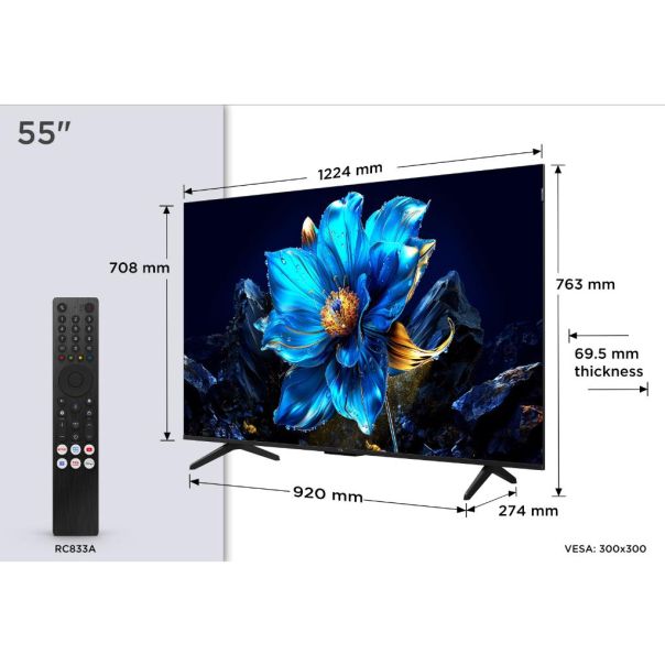 TCL Televizor 55P7K, QLED , Ultra HD, Google TV Smart - 55P7K