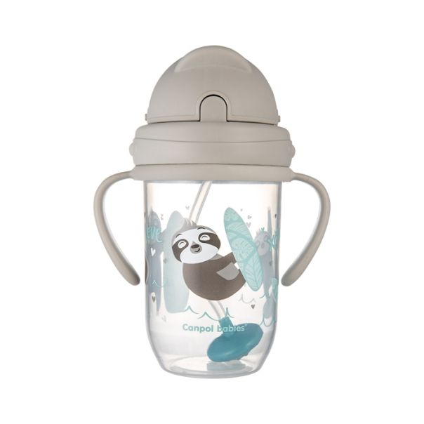CANPOL BABIES NON-SPILL SPORTSKA SOLJA SA SLAMCICOM (TEG) 270ml 56/606 EXOTIC ANIMALS - GREY - EP2741106