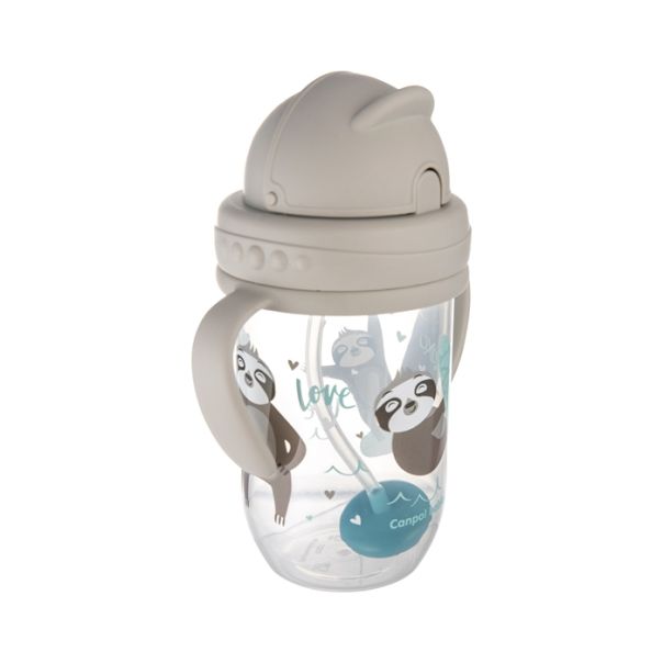 CANPOL BABIES NON-SPILL SPORTSKA SOLJA SA SLAMCICOM (TEG) 270ml 56/606 EXOTIC ANIMALS - GREY - EP2741106