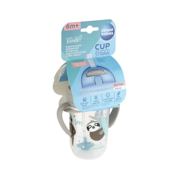 CANPOL BABIES NON-SPILL SPORTSKA SOLJA SA SLAMCICOM (TEG) 270ml 56/606 EXOTIC ANIMALS - GREY - EP2741106