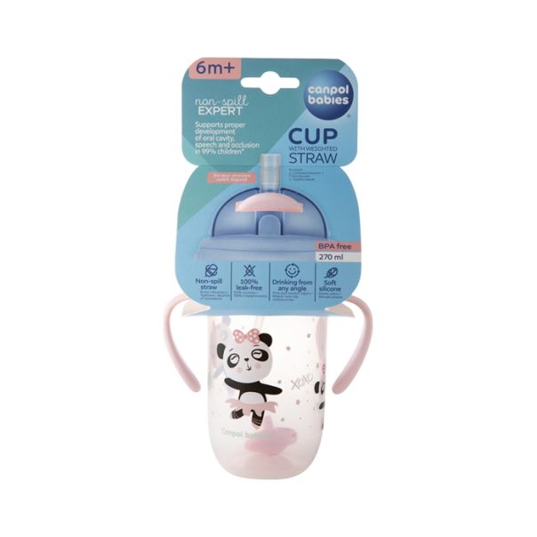 CANPOL BABIES NON-SPILL SPORTSKA SOLJA SA SLAMCICOM (TEG) 270ml 56/606 EXOTIC ANIMALS - PINK - EP2741109