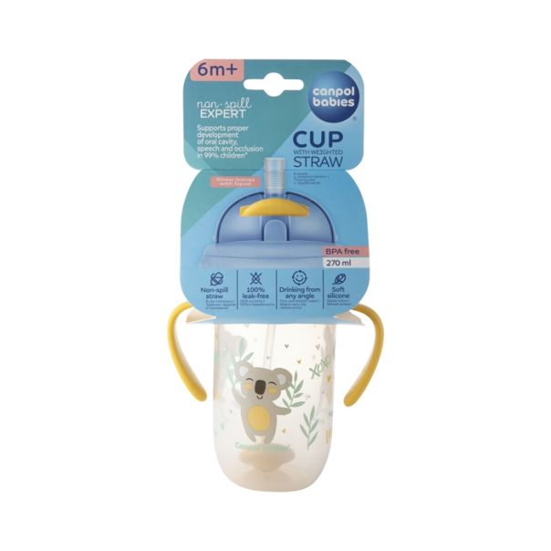 CANPOL BABIES NON-SPILL SPORTSKA SOLJA SA SLAMCICOM (TEG) 270ml 56/606 EXOTIC ANIMALS - YELLOW - EP2741112