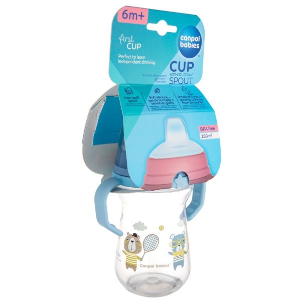 CANPOL BABIES SOLJA BONJOUR PARIS 250ml SA SILIKONSKIM KLJUNOM (56/613) - BLUE - EP2740163
